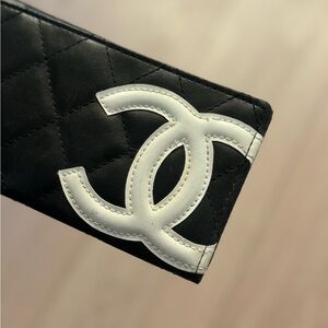 CC quilted Black Leather Wallet with Card Slots